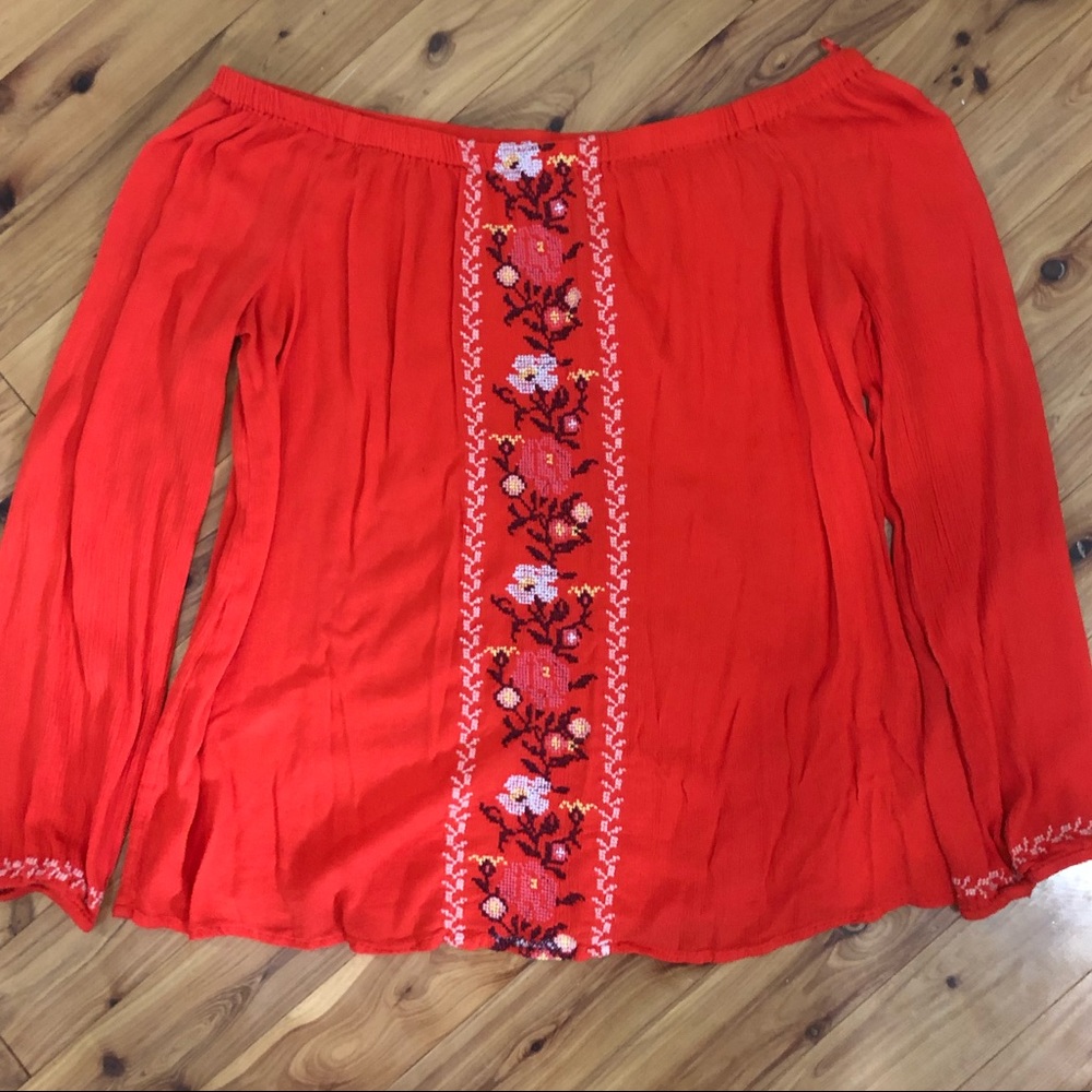 Orange long sleeve off the shoulder top size M